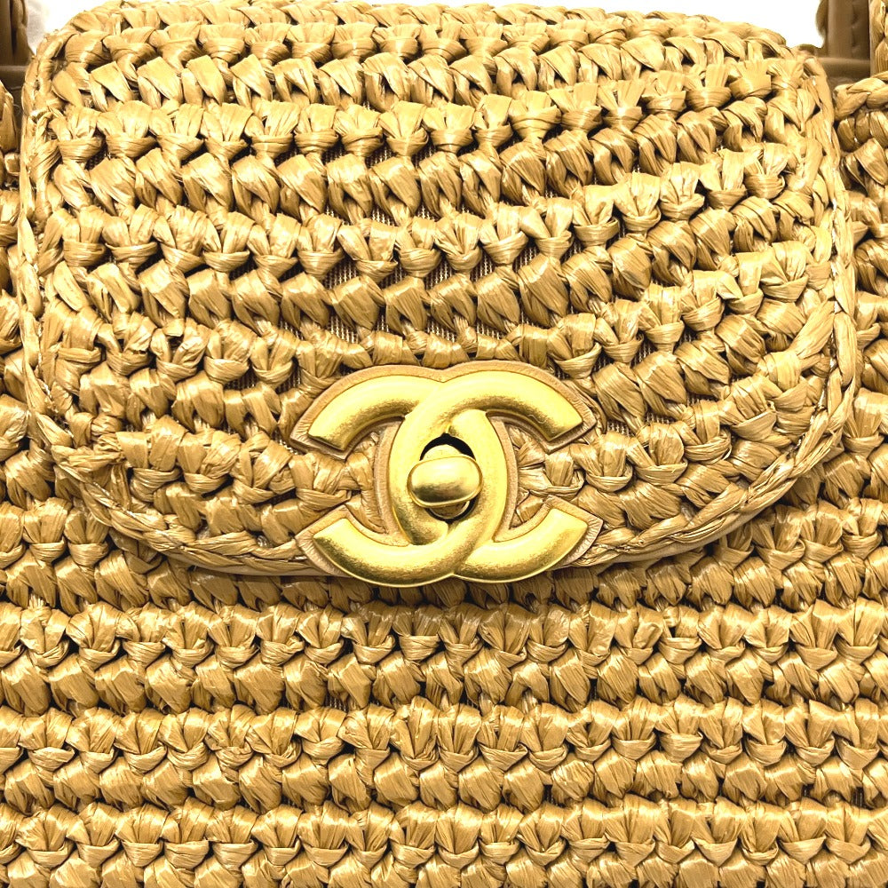 CHANEL 26C Mini Shopping 2-Way Straw Basket Bag with Chain Shoulder Pochette Hand Bag Raffia Beige Used