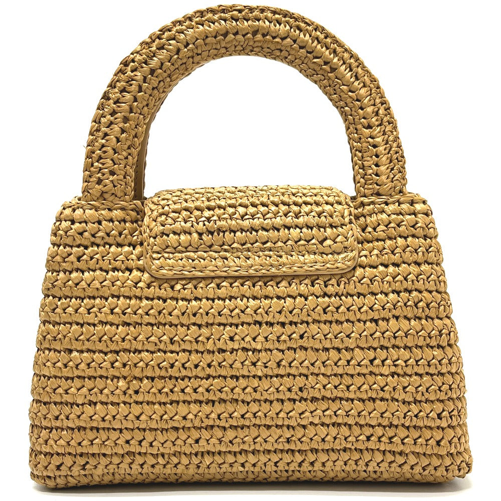 CHANEL 26C Mini Shopping 2-Way Straw Basket Bag with Chain Shoulder Pochette Hand Bag Raffia Beige Used
