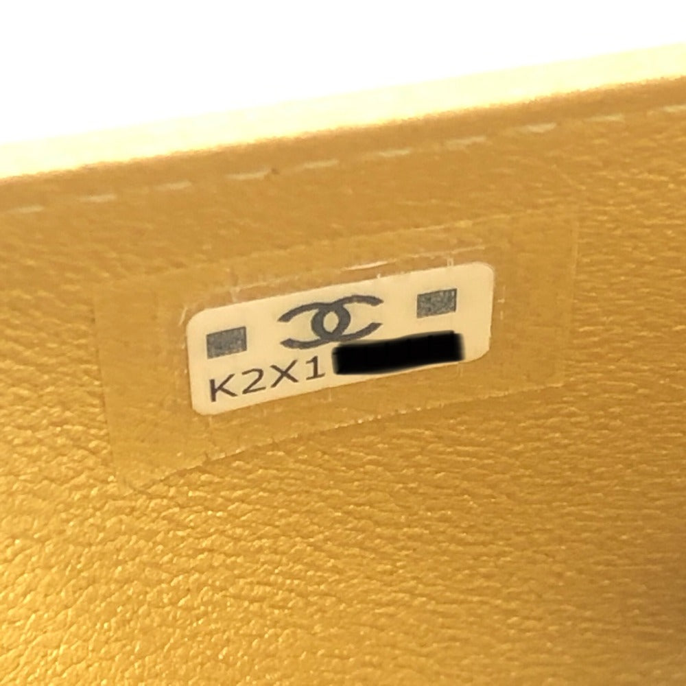 CHANEL AP5192 CC Mark Embossing L-shaped Fragment Case Mini Wallet coin purse Leather Gold Used