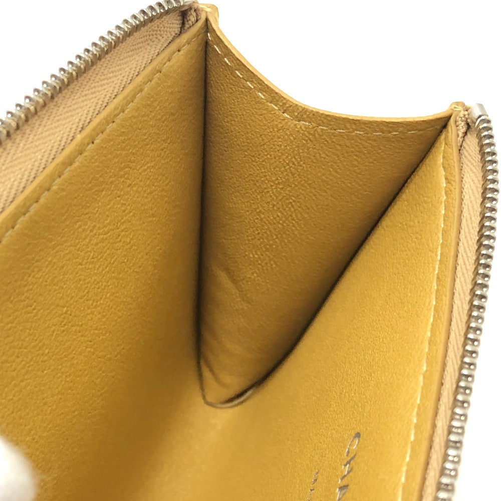 CHANEL AP5192 CC Mark Embossing L-shaped Fragment Case Mini Wallet coin purse Leather Gold Used