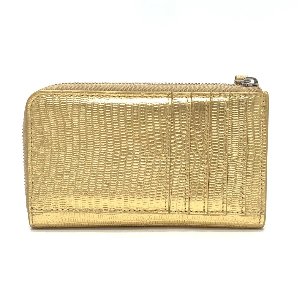 CHANEL AP5192 CC Mark Embossing L-shaped Fragment Case Mini Wallet coin purse Leather Gold Used