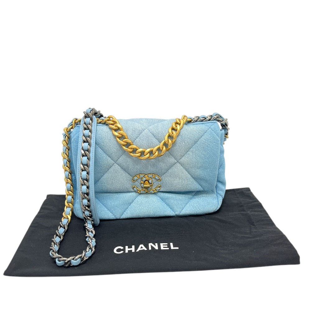 CHANEL AS1160 Matelasse chanel 19 2WAY Bag Shoulder Bag Denim blue/GoldHardware Used