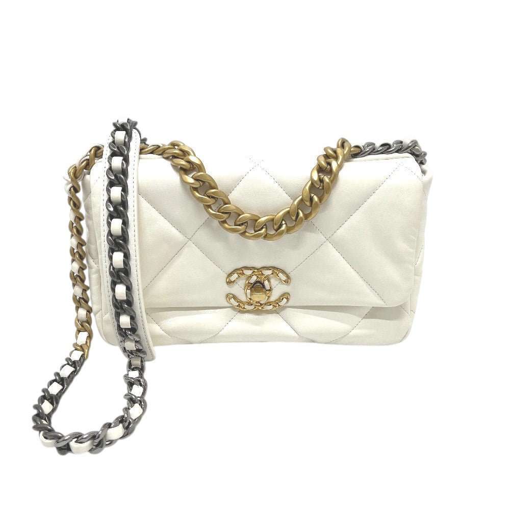 CHANEL AS1160 Matelasse chanel 19 2WAY Bag Shoulder Bag White/GoldHardware Used