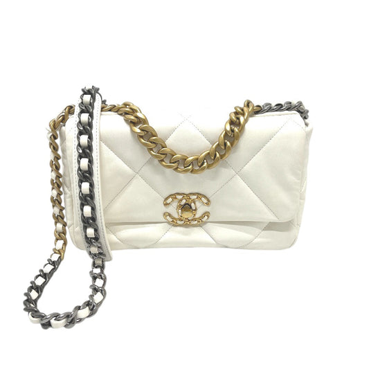 CHANEL AS1160 Matelasse chanel 19 2WAY Bag Shoulder Bag White/GoldHardware Used
