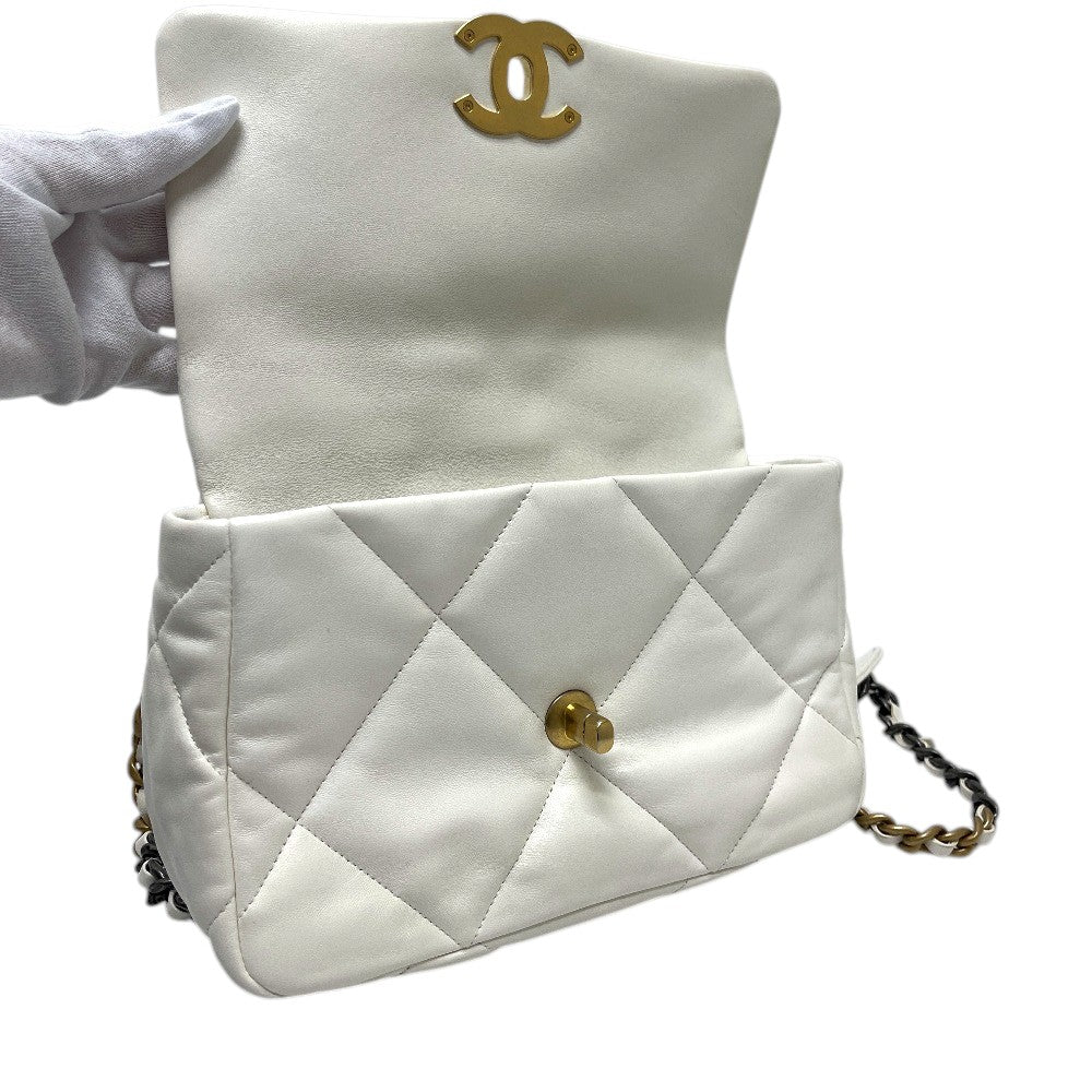 CHANEL AS1160 Matelasse chanel 19 2WAY Bag Shoulder Bag White/GoldHardware Used