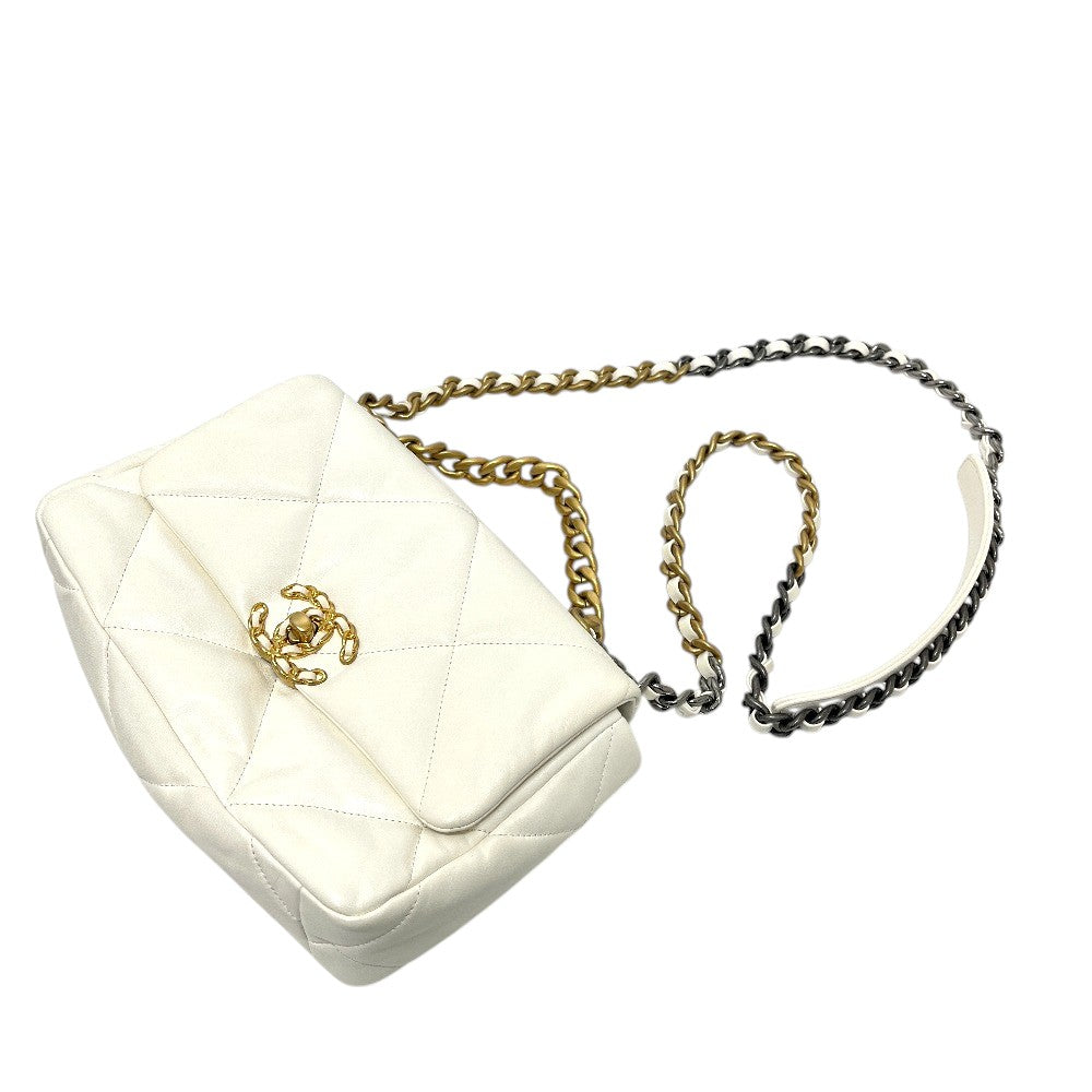 CHANEL AS1160 Matelasse chanel 19 2WAY Bag Shoulder Bag White/GoldHardware Used
