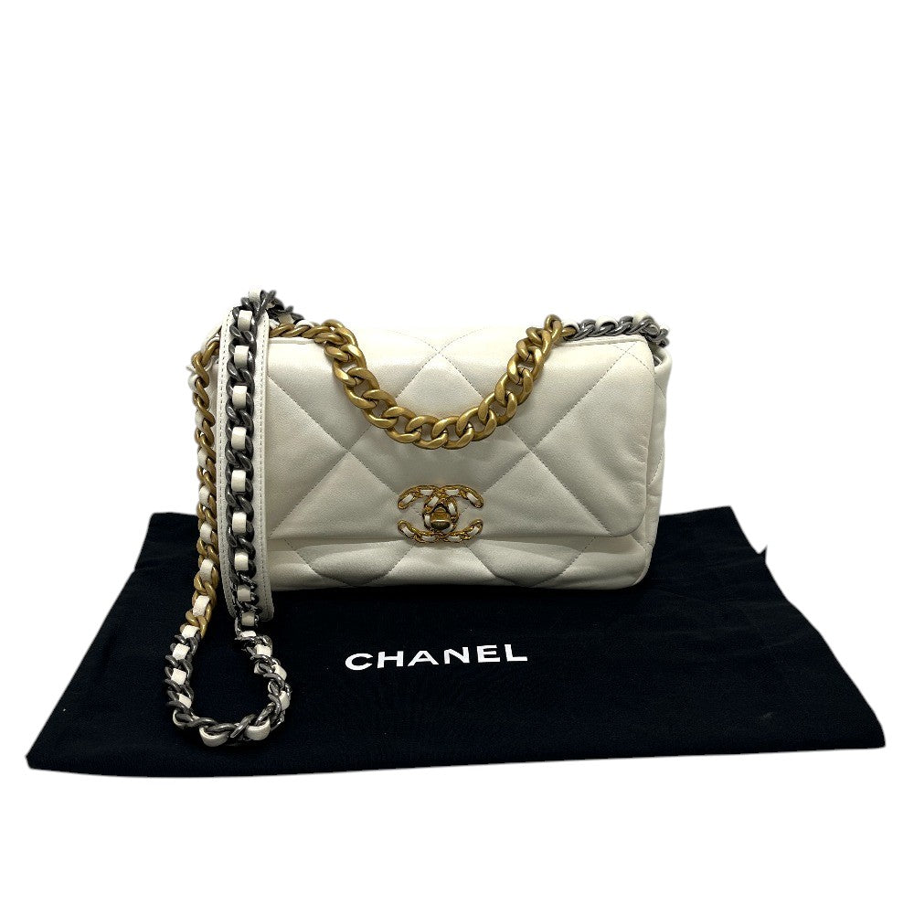 CHANEL AS1160 Matelasse chanel 19 2WAY Bag Shoulder Bag White/GoldHardware Used