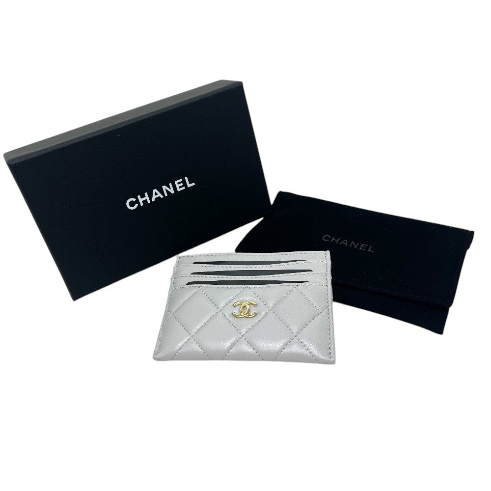 CHANEL AP4472 Matelasse CC Mark Timeless Classic Card Case Lambskin Leather gray Used