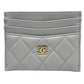 CHANEL AP4472 Matelasse CC Mark Timeless Classic Card Case Lambskin Leather gray Used