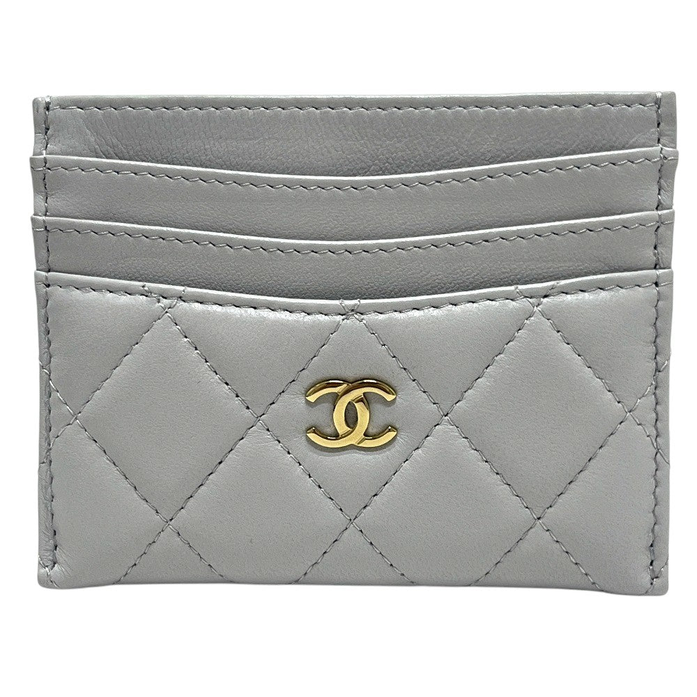CHANEL AP4472 Matelasse CC Mark Timeless Classic Card Case Lambskin Leather gray Used