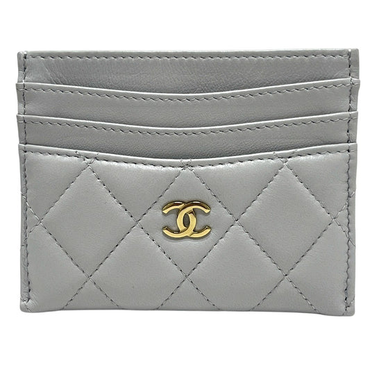 CHANEL AP4472 Matelasse CC Mark Timeless Classic Card Case Lambskin Leather gray Used