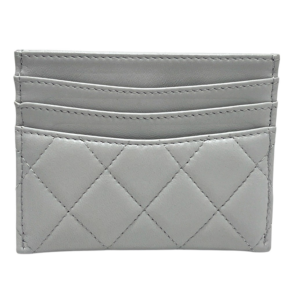CHANEL AP4472 Matelasse CC Mark Timeless Classic Card Case Lambskin Leather gray Used