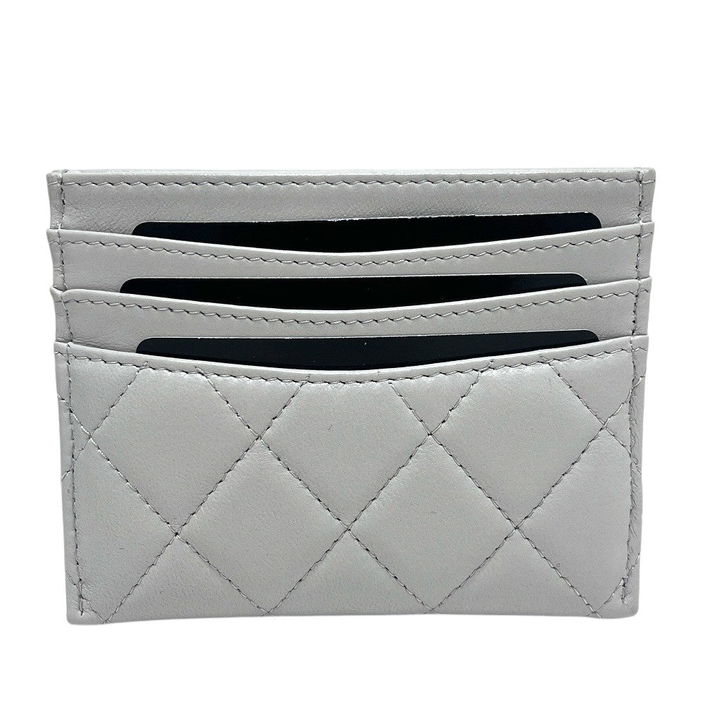 CHANEL AP4472 Matelasse CC Mark Timeless Classic Card Case Lambskin Leather gray Used