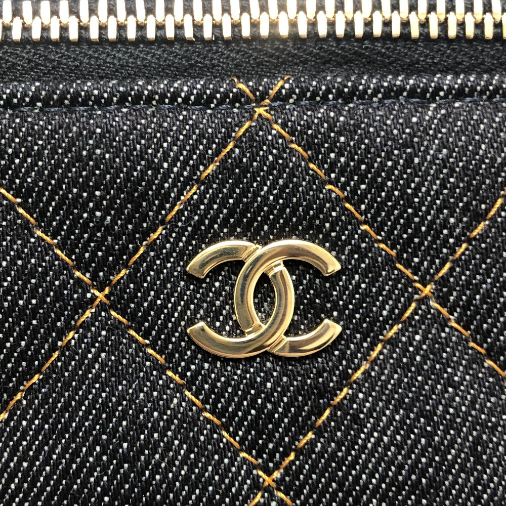 CHANEL AP1341 CC Mark Matelasse Vanity Bag, Handbag, GoldHardware Denim Shoulder Bag Denim blue Used