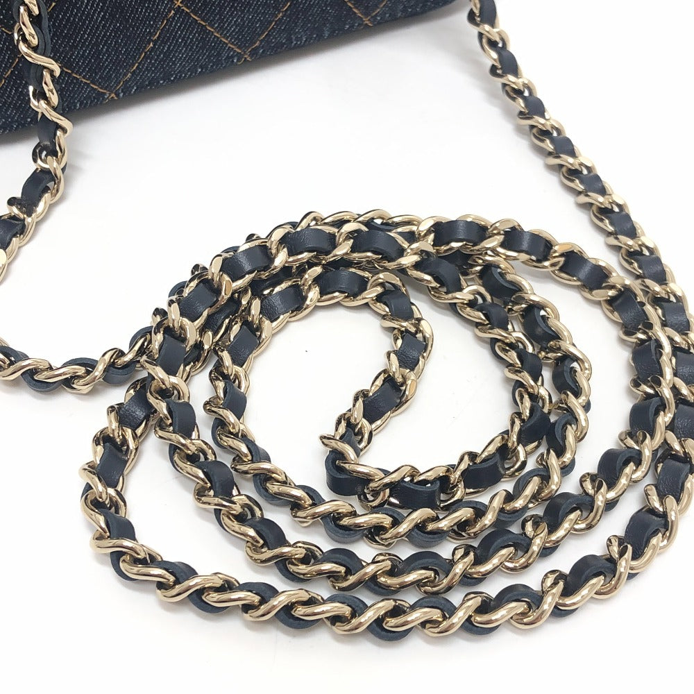 CHANEL AP1341 CC Mark Matelasse Vanity Bag, Handbag, GoldHardware Denim Shoulder Bag Denim blue Used