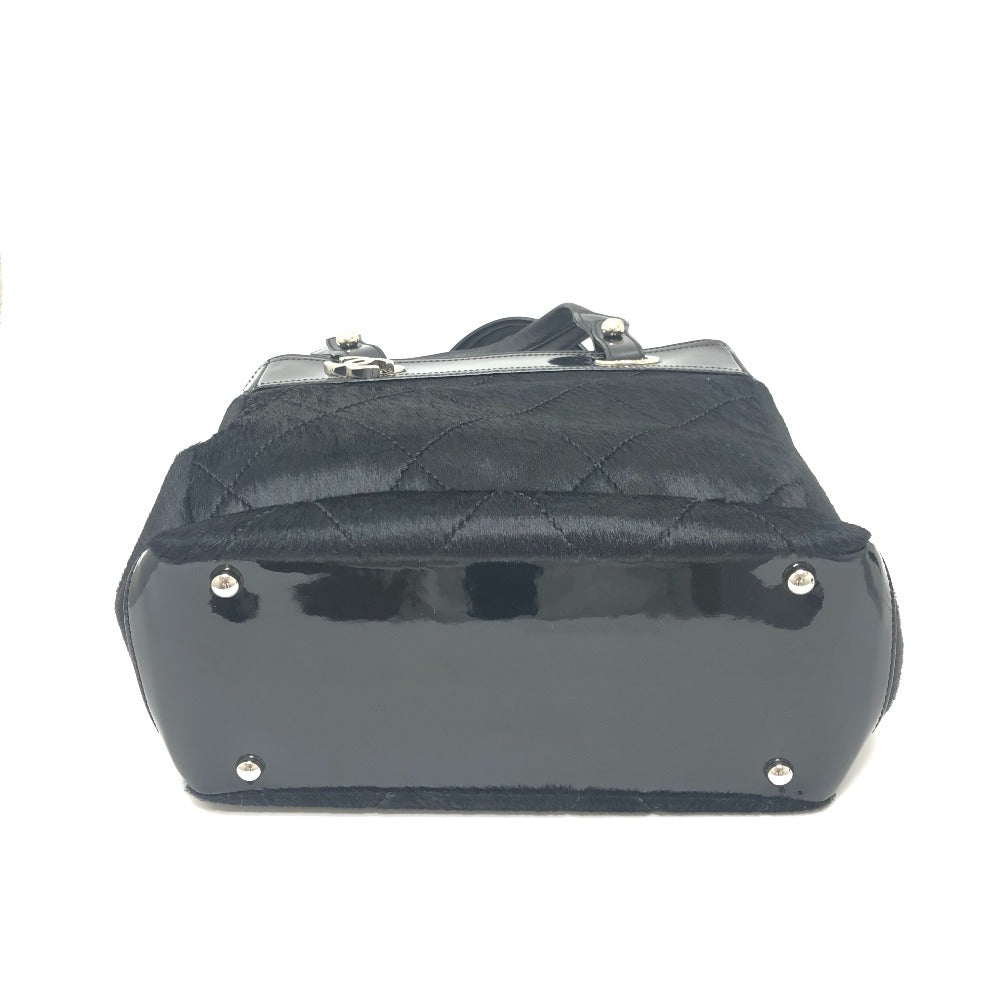 Chanel A34208 CC Cocomark Paris Biarritz PM Enamel X HADACO X Kulit Tote Bag Bag Tote Bag Enamel Wanita Hitam