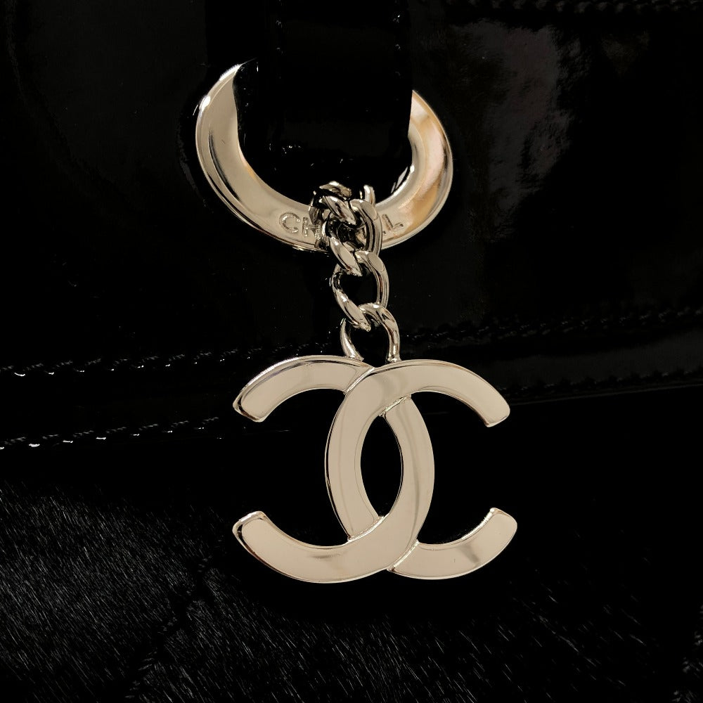 Chanel A34208 CC Cocomark Paris Biarritz PM Enamel X HADACO X Kulit Tote Bag Bag Tote Bag Enamel Wanita Hitam