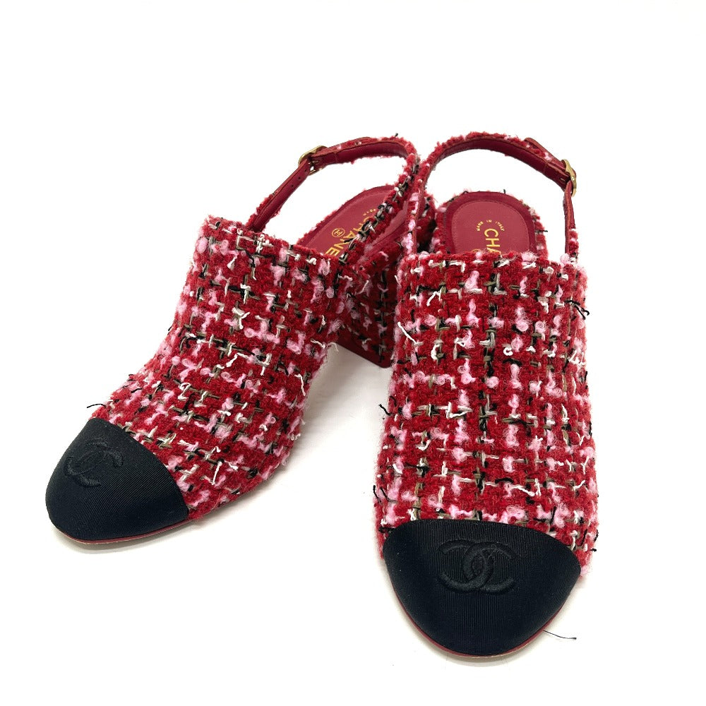 CHANEL Ｇ46865 2025/26年秋冬 ココマーク スリングバック シューズ ツイード パンプス サンダル ツイード レディース レッド