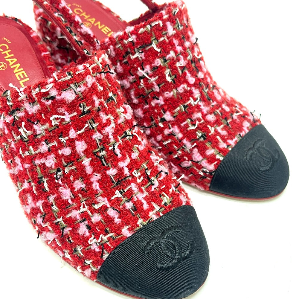 CHANEL Ｇ46865 2025/26年秋冬 ココマーク スリングバック シューズ ツイード パンプス サンダル ツイード レディース レッド