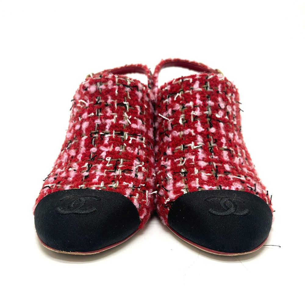 CHANEL Ｇ46865 2025/26年秋冬 ココマーク スリングバック シューズ ツイード パンプス サンダル ツイード レディース レッド