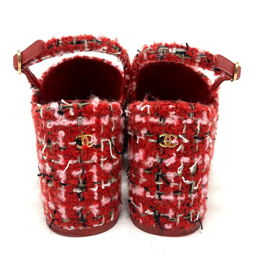 CHANEL Ｇ46865 2025/26年秋冬 ココマーク スリングバック シューズ ツイード パンプス サンダル ツイード レディース レッド