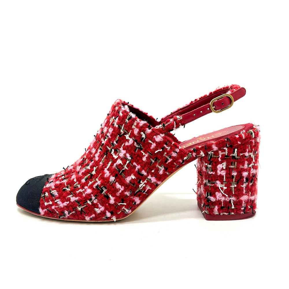 CHANEL Ｇ46865 2025/26年秋冬 ココマーク スリングバック シューズ ツイード パンプス サンダル ツイード レディース レッド