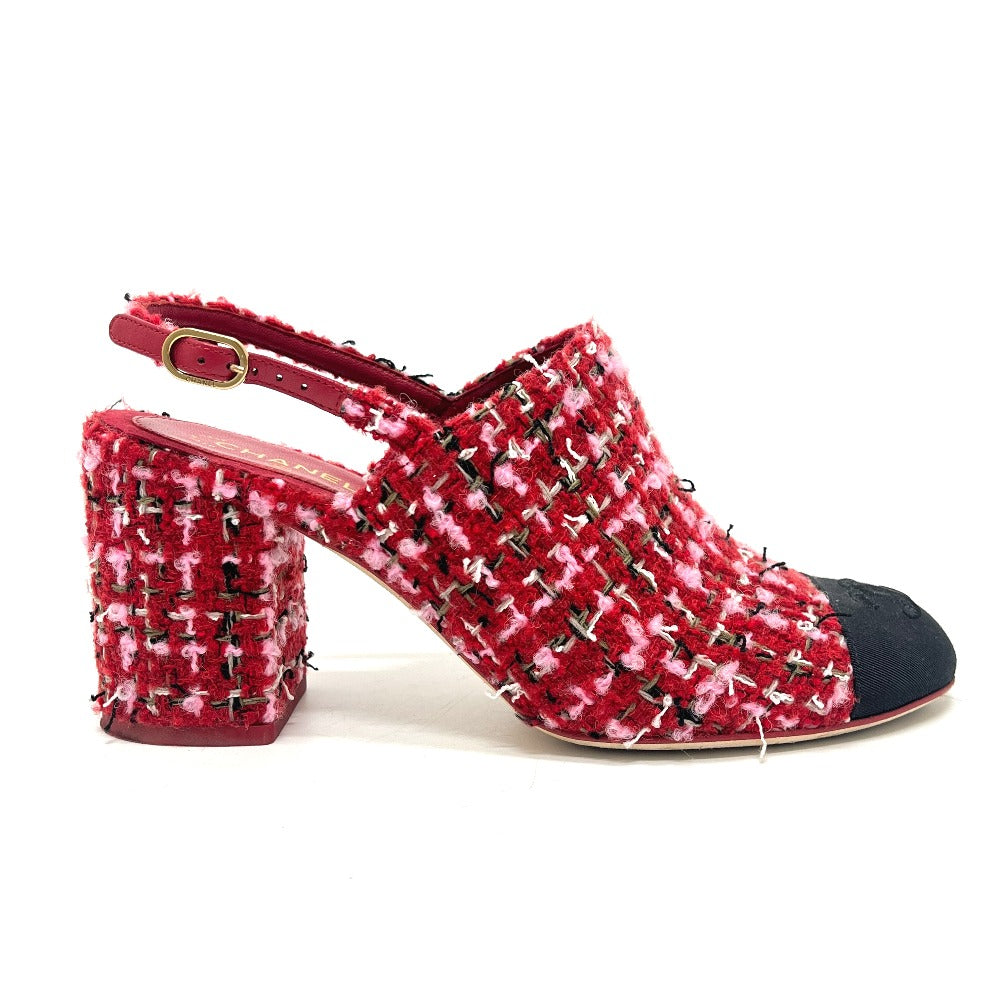 CHANEL Ｇ46865 2025/26年秋冬 ココマーク スリングバック シューズ ツイード パンプス サンダル ツイード レディース レッド