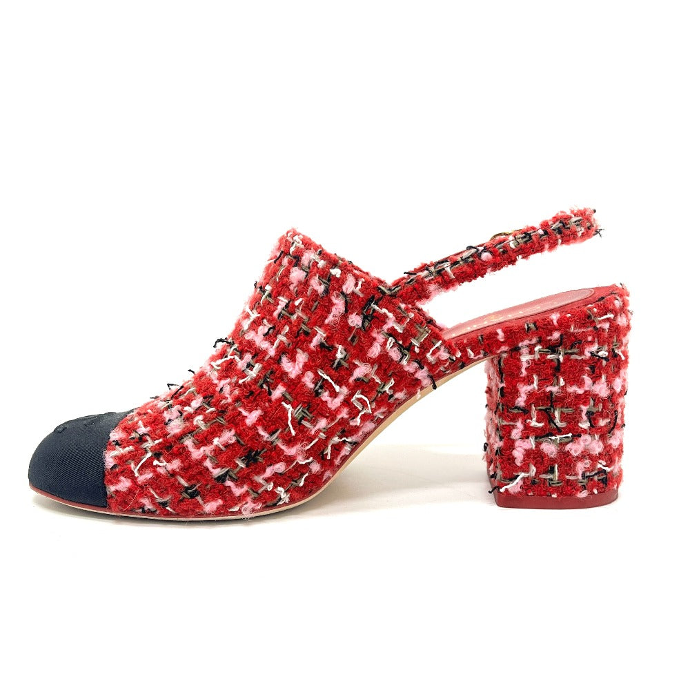 CHANEL Ｇ46865 2025/26年秋冬 ココマーク スリングバック シューズ ツイード パンプス サンダル ツイード レディース レッド