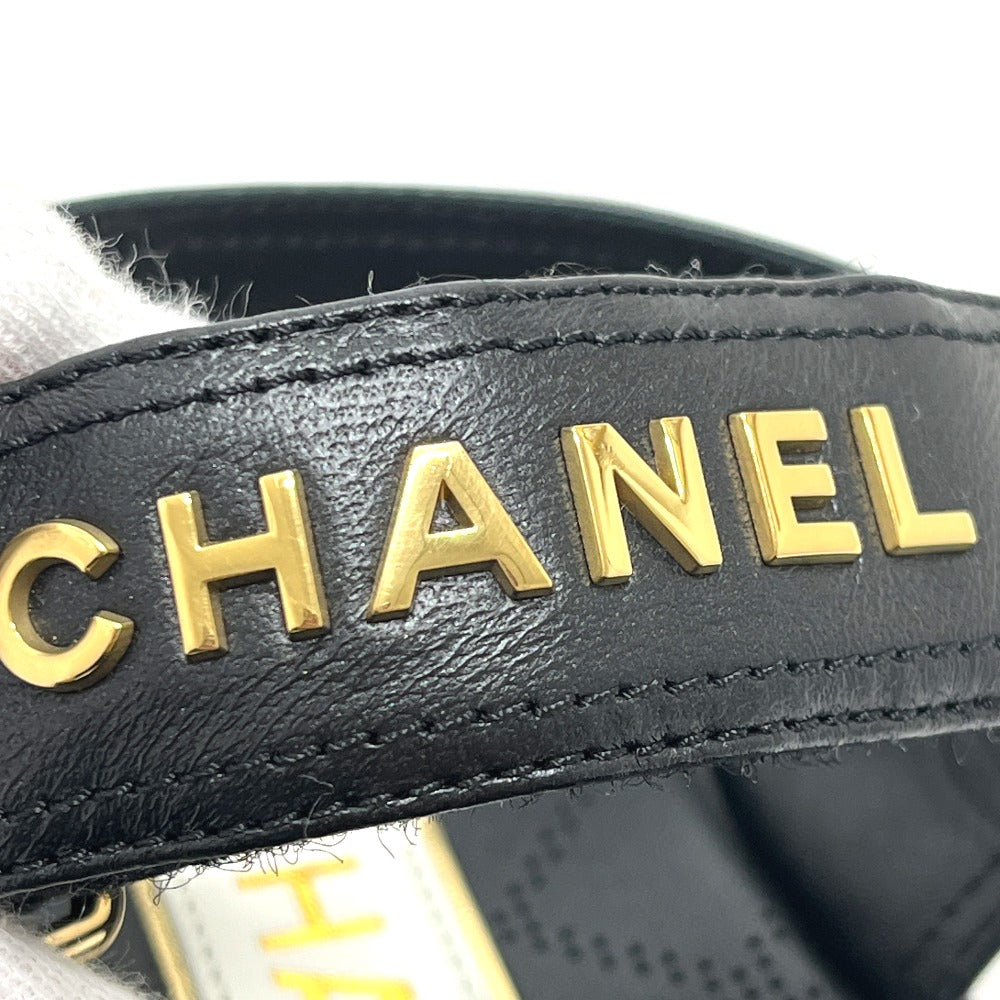 CHANEL G45430 Matelasse Logo CC Mark Velcro shoes Sandals Leather Black Used