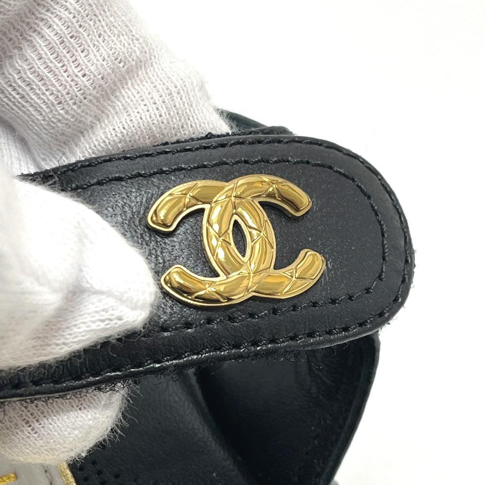 CHANEL G45430 Matelasse Logo CC Mark Velcro shoes Sandals Leather Black Used