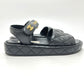 CHANEL G45430 Matelasse Logo CC Mark Velcro shoes Sandals Leather Black Used