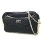 CHANEL Quilted Two-Tone Chain Shoulder Bag in Canvas, Black