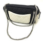 CHANEL Quilted Two-Tone Chain Shoulder Bag in Canvas, Black