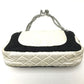 CHANEL Quilted Two-Tone Chain Shoulder Bag in Canvas, Black