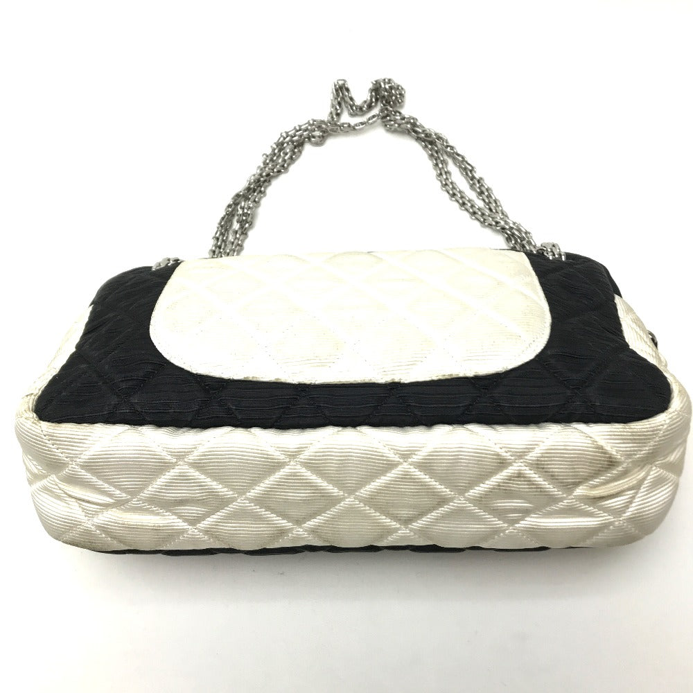 CHANEL Quilted Two-Tone Chain Shoulder Bag in Canvas, Black