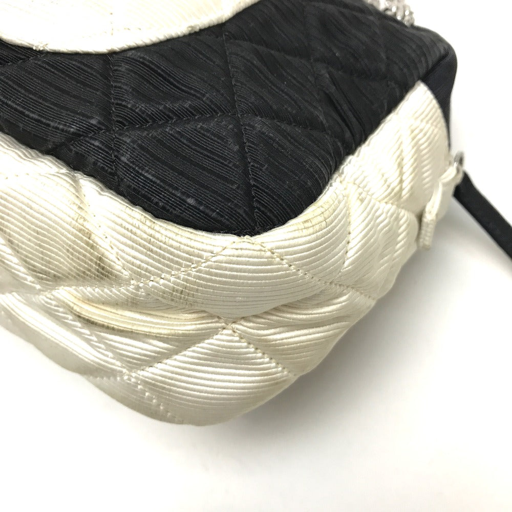 CHANEL Quilted Two-Tone Chain Shoulder Bag in Canvas, Black