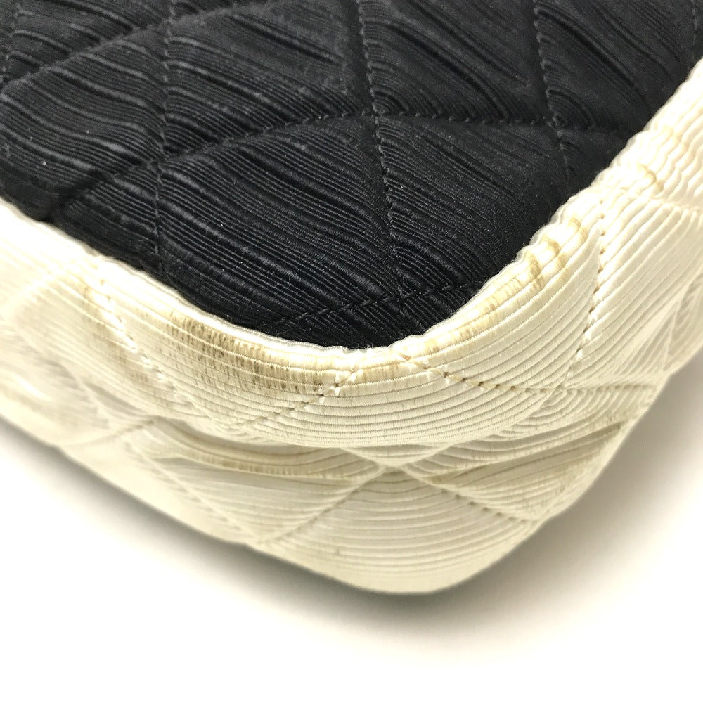 CHANEL Quilted Two-Tone Chain Shoulder Bag in Canvas, Black
