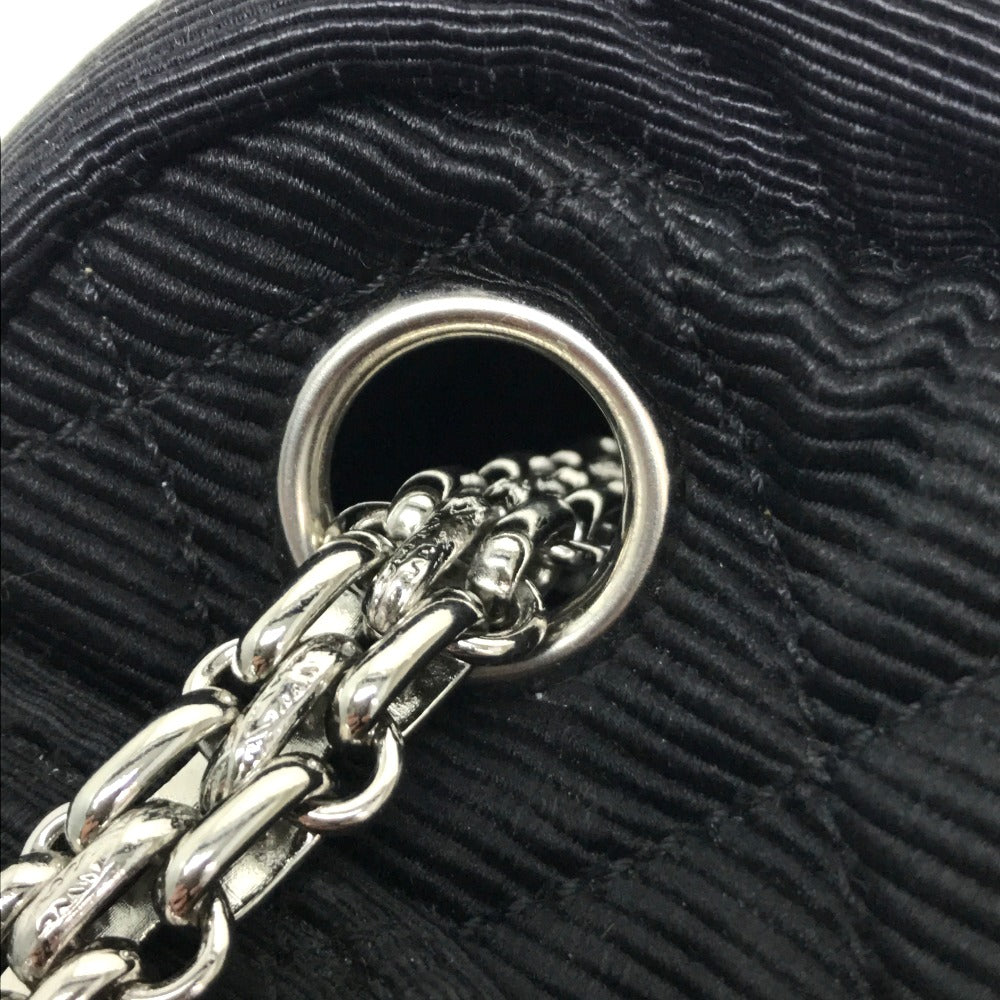 CHANEL Quilted Two-Tone Chain Shoulder Bag in Canvas, Black