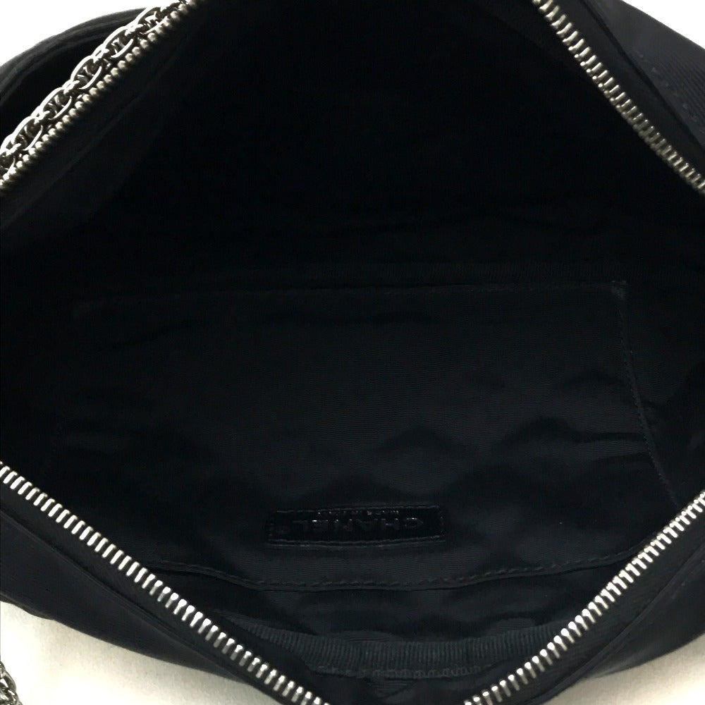 CHANEL Quilted Two-Tone Chain Shoulder Bag in Canvas, Black