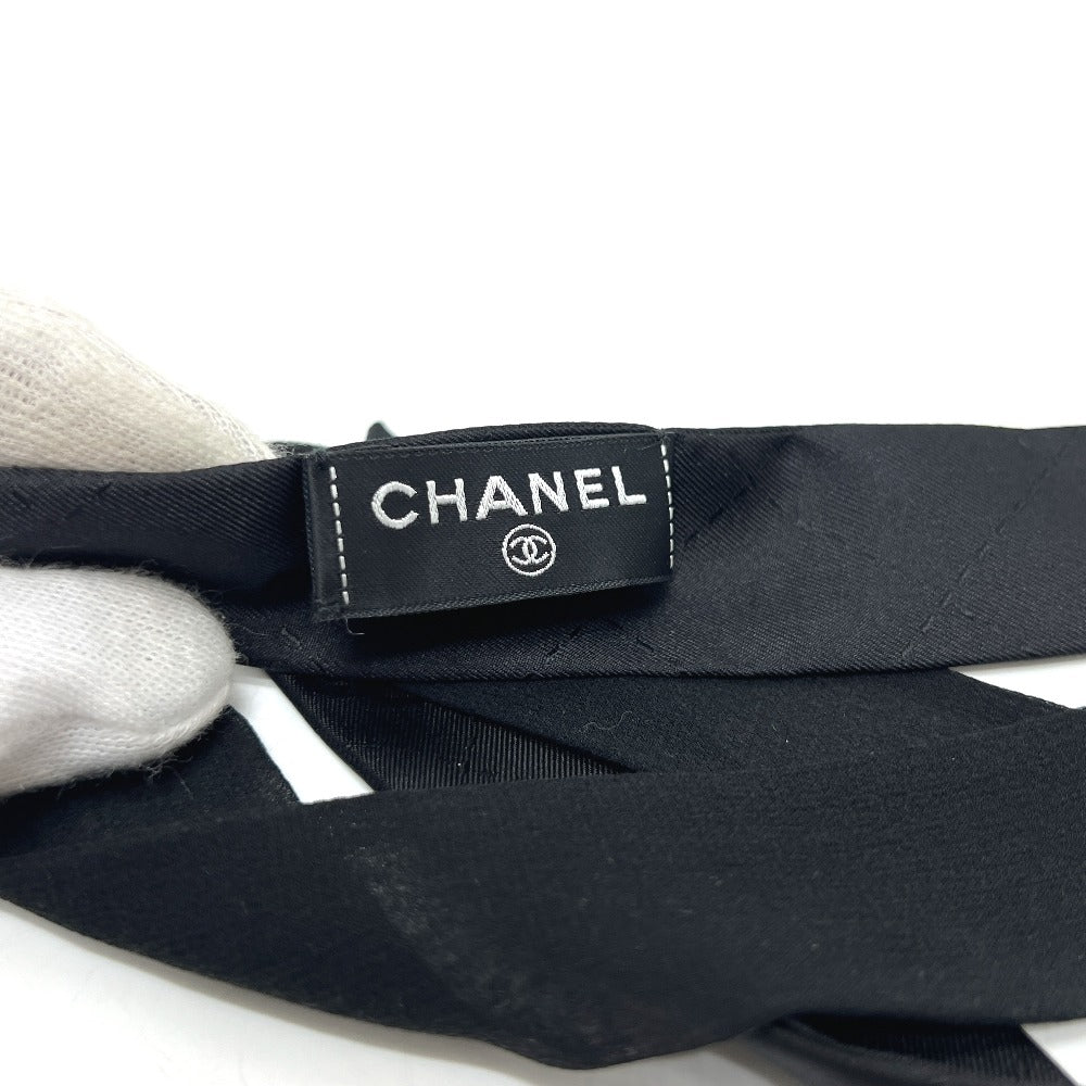 CHANEL Cocomark Matelasse Apparel Accessories Scarf Bowtie Necktie Silk Women's Black