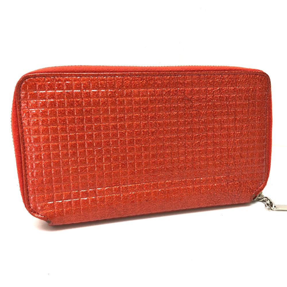 CHANEL A37188 Micro Chocolate Bar Round Zip Long Wallet, Patent Leather, Women's, Rouge (Red)