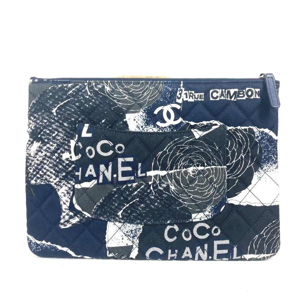 CHANEL 総柄 ポーチ セカンドバッグ クラッチバッグ キャンバス レディース ネイビー - brandshop-reference