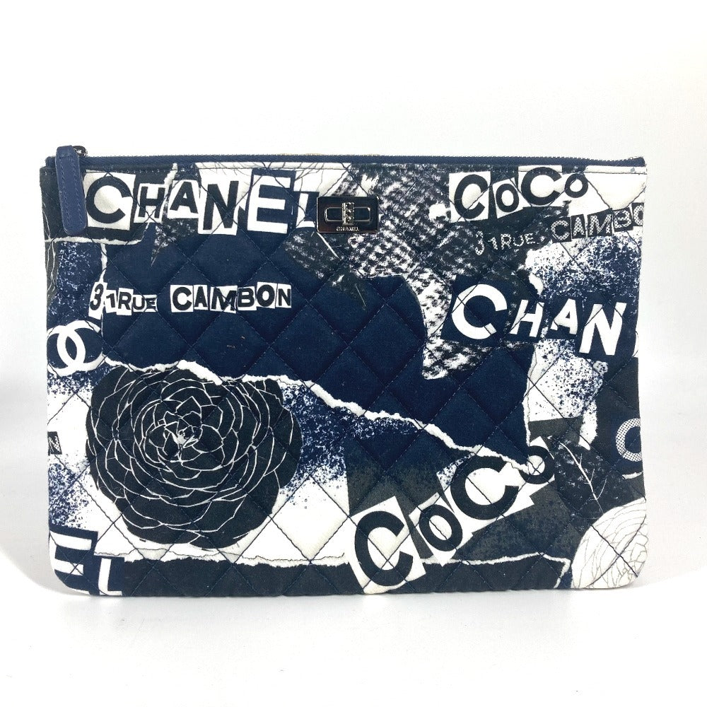 CHANEL 総柄 ポーチ セカンドバッグ クラッチバッグ キャンバス レディース ネイビー - brandshop-reference