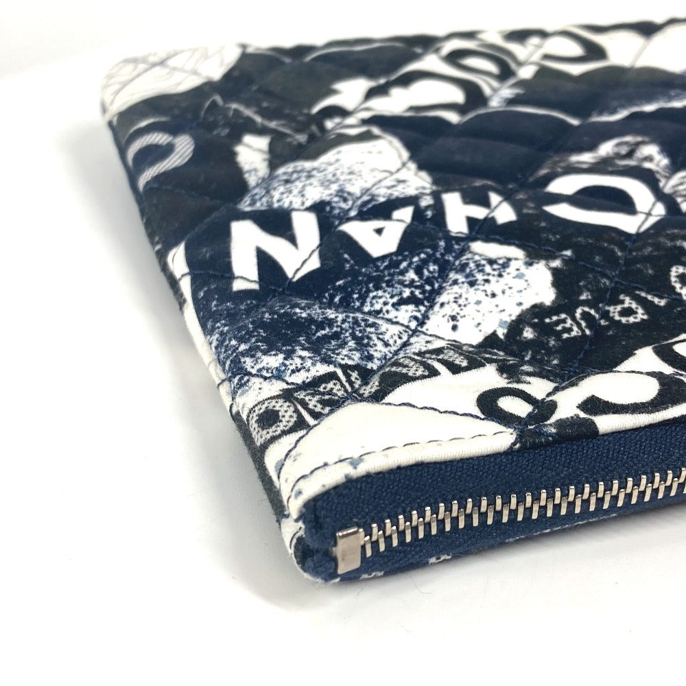 CHANEL 総柄 ポーチ セカンドバッグ クラッチバッグ キャンバス レディース ネイビー - brandshop-reference