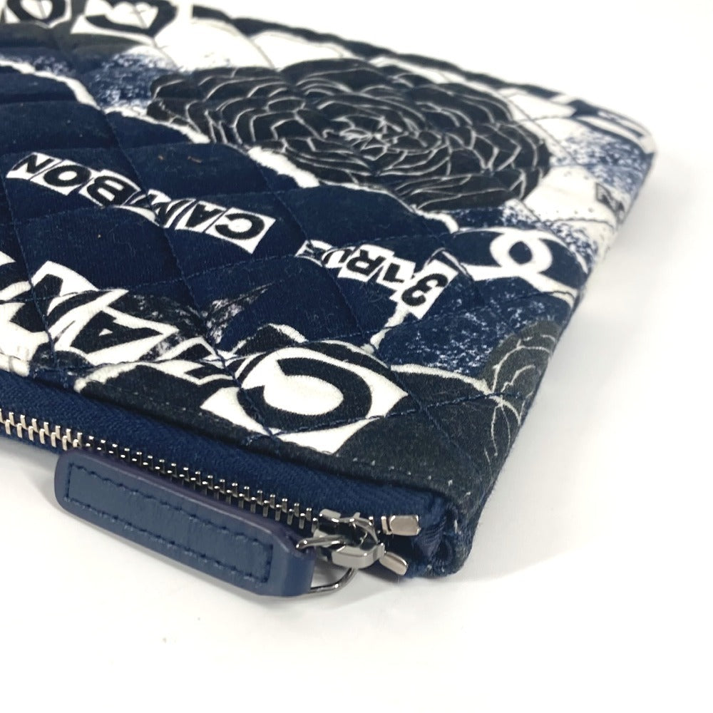CHANEL 総柄 ポーチ セカンドバッグ クラッチバッグ キャンバス レディース ネイビー - brandshop-reference