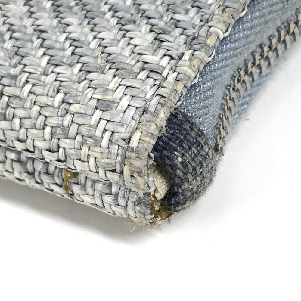 CHANEL ロゴ ドーヴィル ポーチ カバン クラッチバッグ キャンバス レディース ブルー