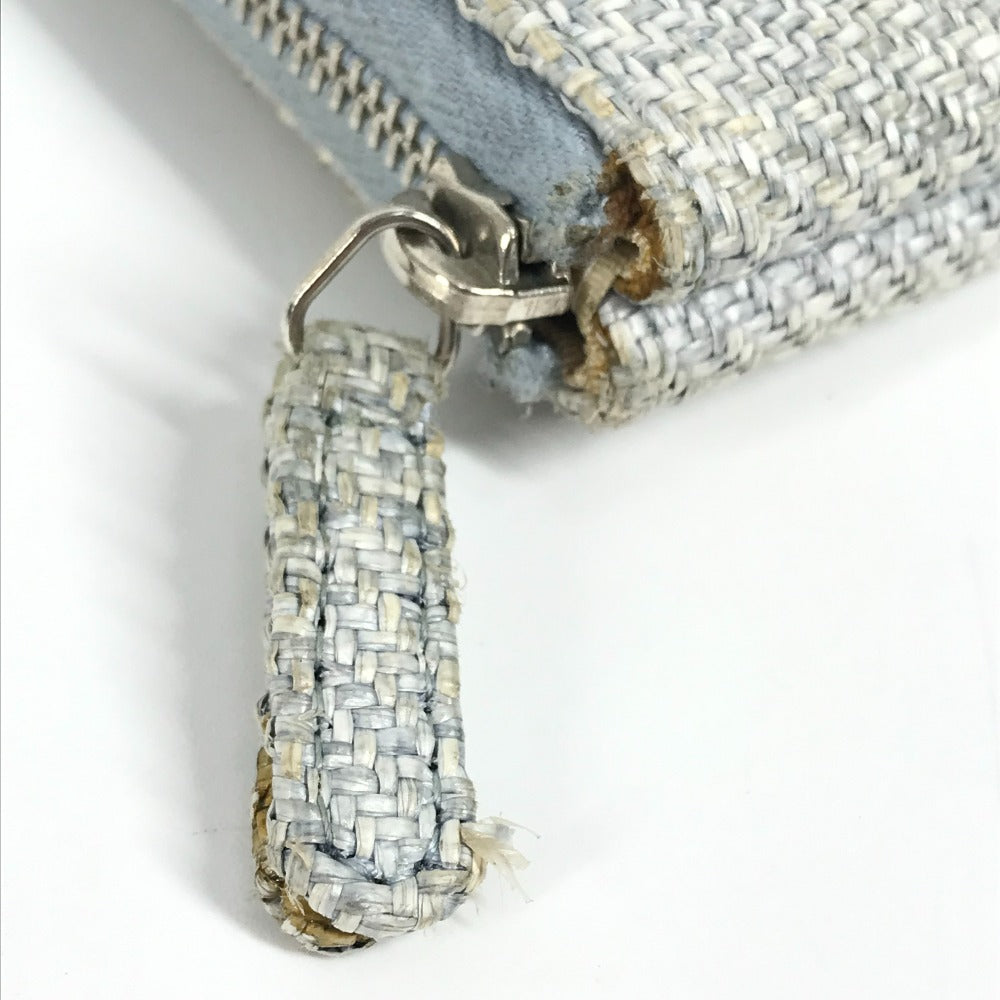 CHANEL ロゴ ドーヴィル ポーチ カバン クラッチバッグ キャンバス レディース ブルー