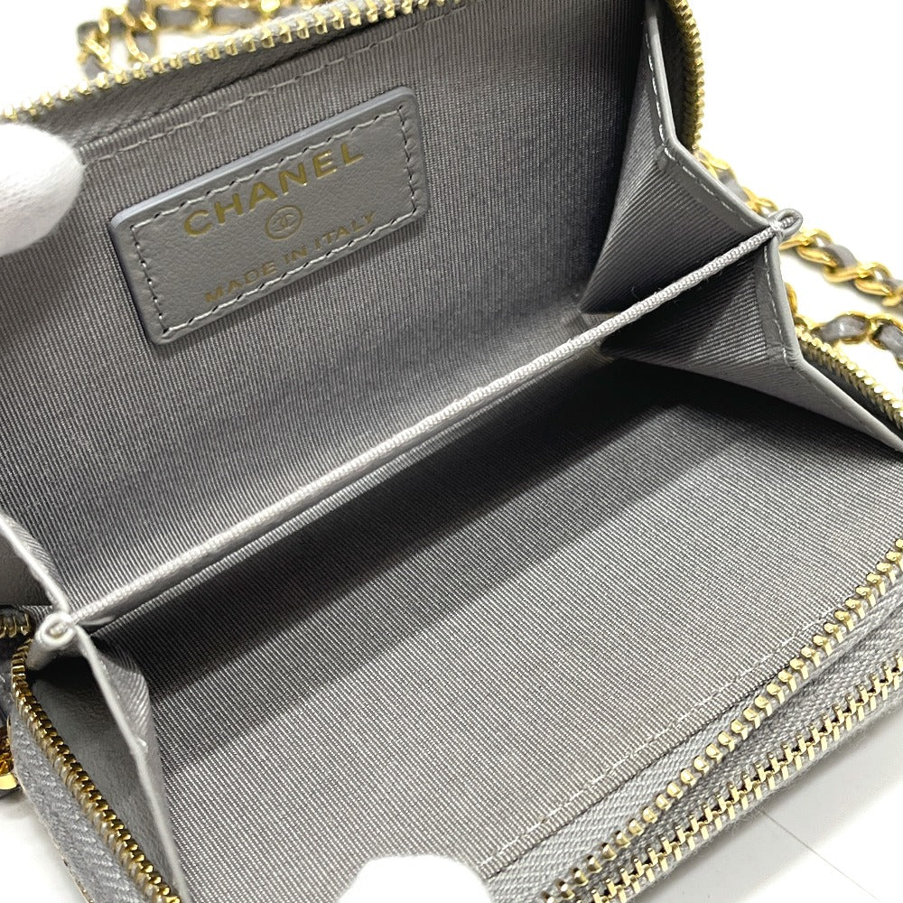 CHANEL AP2308 Matelasse Chaincoin purse Shoulder Bag Caviar Leather gray Used