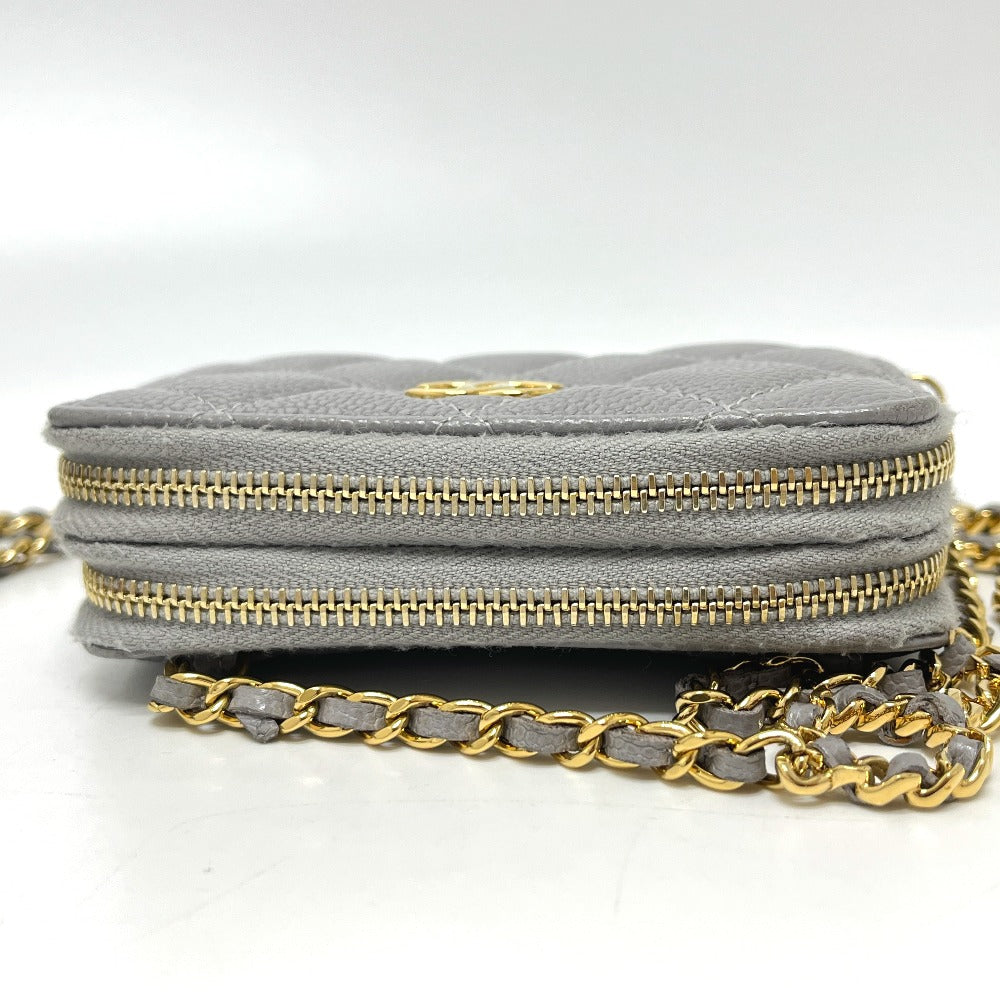 CHANEL AP2308 Matelasse Chaincoin purse Shoulder Bag Caviar Leather gray Used