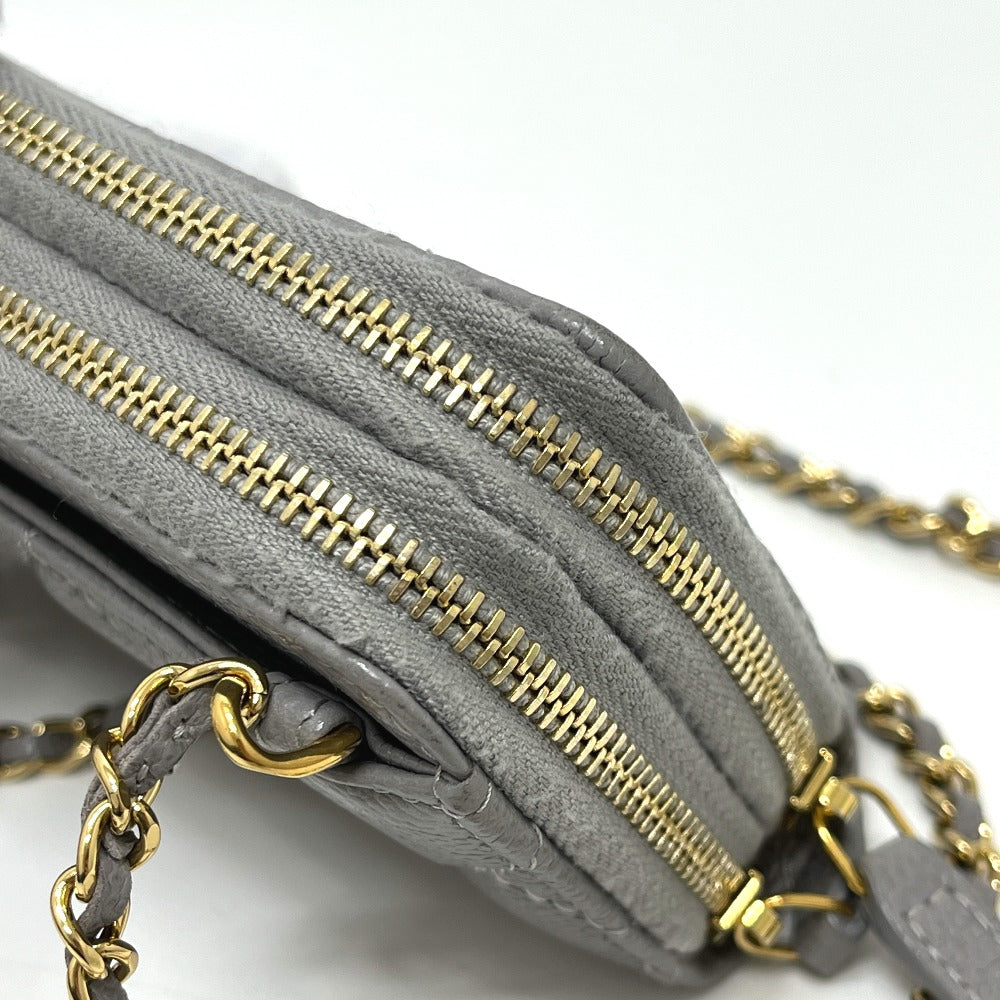 CHANEL AP2308 Matelasse Chaincoin purse Shoulder Bag Caviar Leather gray Used